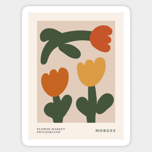 Flower market, Switzerland, Aesthetic poster, Exhibition poster, Cottagecore decor, Tulips, Cute flowers Sticker